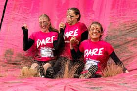 Braced for a muddy landing at Race for Life in Kirkcaldy (Pic: Cath Ruane)