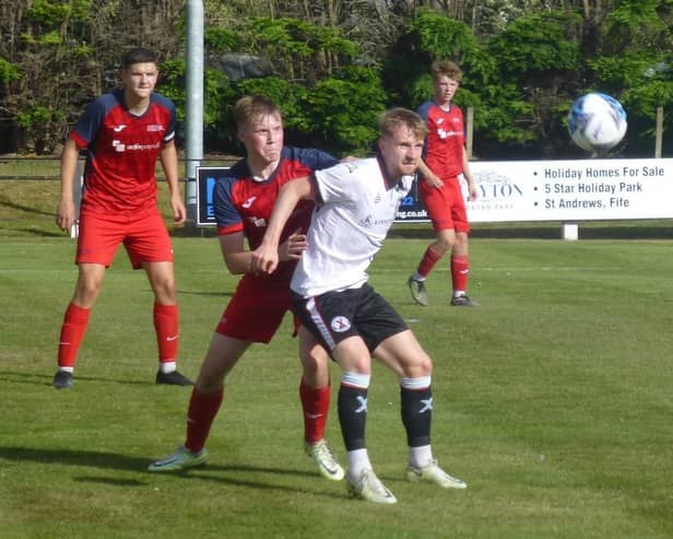 Owen Andrew (wearing white) was one of the key men missing at Leith Athletic (Library pic courtesy of St Andrews United)