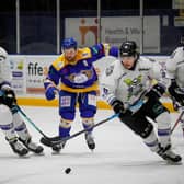 Bari McKenzie in action for Fife Flyers in the opening meeting of the season with Manchester Storm (Pic: Jillian McFarlane)