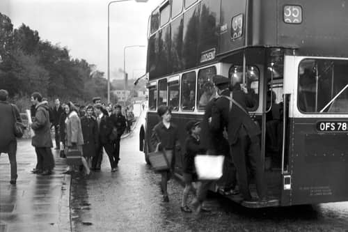 Passengers board a bus in Edinburgh in 1967 | Pic TSPL