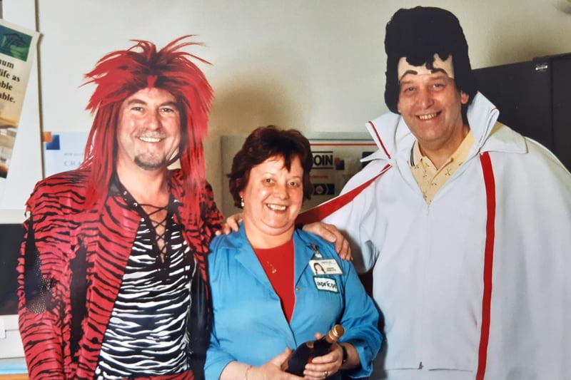 Mitsubishi used to be major employers in Glenrothes, and this photo is from a fancy dress event which had a 1970s theme.