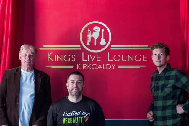 At Kirkcaldy's Kings Live Lounge are (from left) John Murray, chair of the trustees; Stephen Barbour (centre), events manager, and Sandy Henderson, assistant manager.