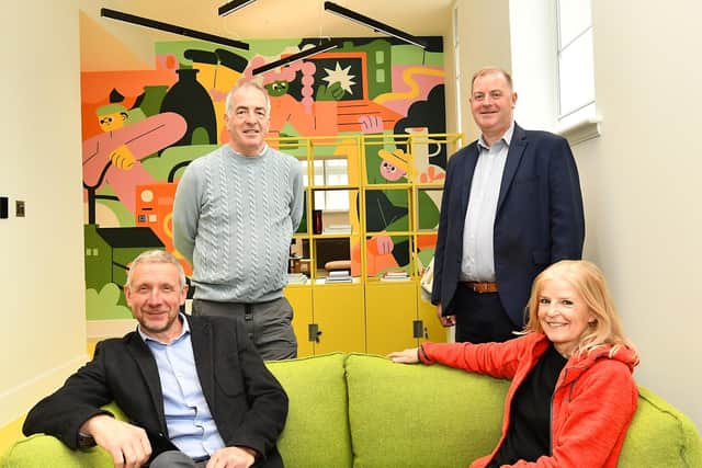 Adam Smith Theatre  - in the new design suite are Marcus Kenyon, chief operating officer OnFife:  Gavin Turner, lead designer;  Raymond Johnston, Fife Council property services;  Michele Sweeney, director of creative development, On Fife (Pic: Fife Photo Agency)