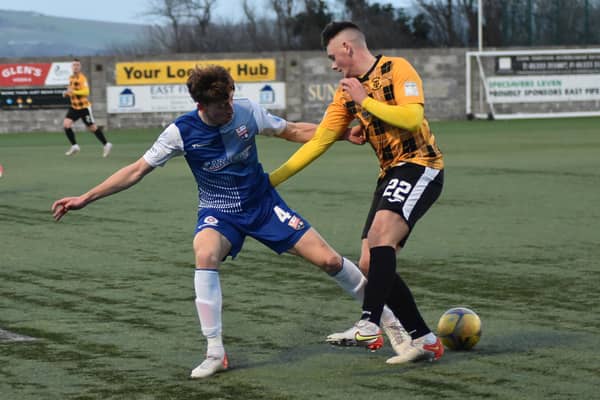 Kyle Connell was impressive for East Fife until he saw a late red card. Pic by Kenny Mackay