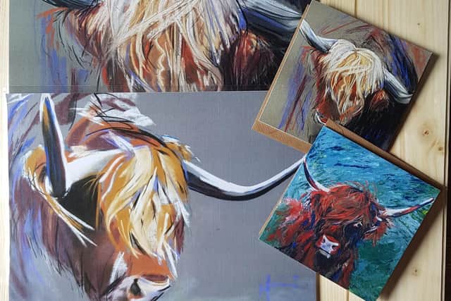 Artist Mairi Wilson will show a variety of paintings and drawings large and small on display and one of her subjects she likes to feature are Highland cows.