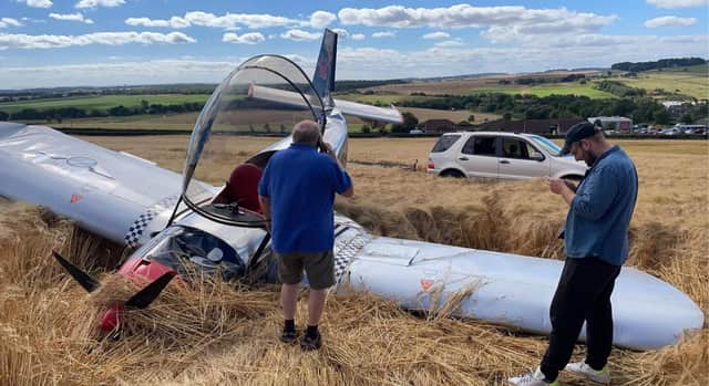 The light aircraft landed in a field on barley shortly after taking off fromk fife Airport (Photo: Fife Jammers)