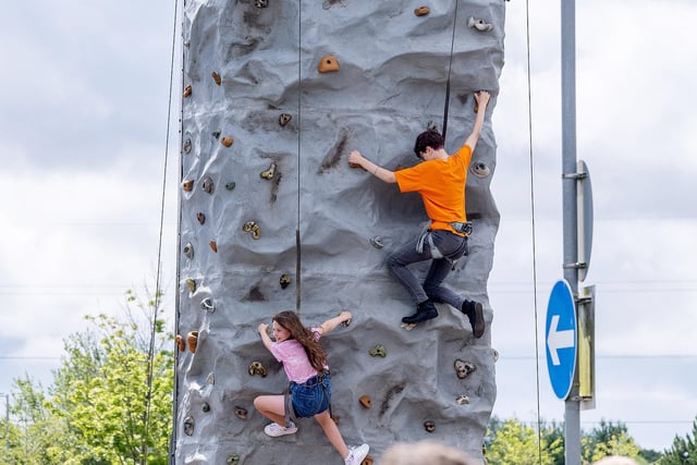 The climbing wall proved a huge hit with guests at the summer fun day