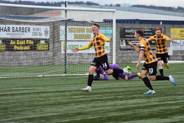 Brogan Walls celebrates levelling the match for East Fife in the first half