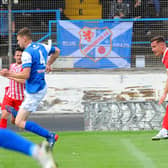 Lewis Vaughan fires home the only goal of the game at the weekend. Pic by Walter Neilson