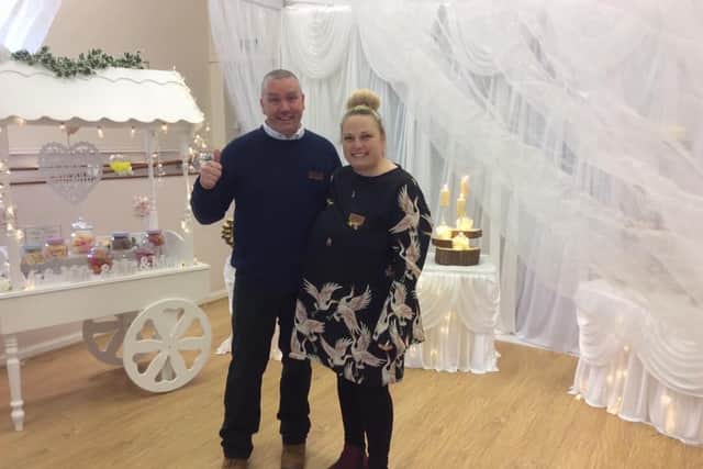 Lisa Ferguson, who owns business LJ Events by lj, is organising the wedding fayre. Lisa is pictured with her husband (and silent business partner) Peetrie