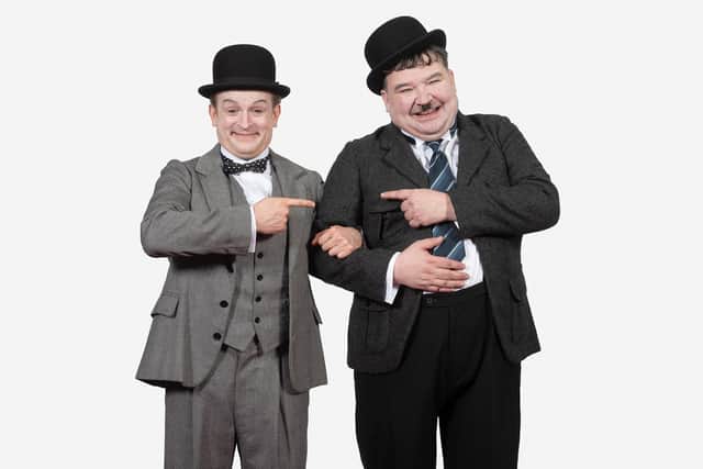 Steven McNicoll as Oliver Hardy and Barnaby Power as Stan Laurel in the Royal Lyceum production of Tom McGrath's Laurel & Hardy directed by Tony Cownie   Pic by Alan McCredie