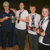 Leven Rotary President Morag Dawson, with the Parkhill team, left to right, Zander Hodgson,Lexie Cowan, Lewis Russell, and Ellie Docherty,. Not present for the photograph was was team reserve Freya Cowie.
