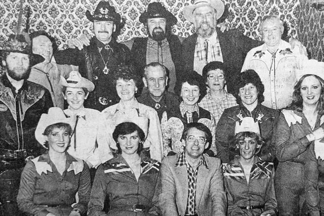 Radio Forth DJ Dick Barrie, sat in the front row, was a special guest of the Old 97 Country and Western Club at Kirkcaldy's Station Hotel in 1984.