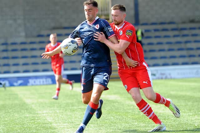 Shaun Byrne in action for Raith Rovers against Belfast's Cliftonville at home on Saturday in the third round of the SPFL Trust Trophy (Pic: Fife Photo Agency)