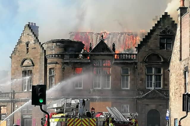 The fire has all but destroyed the historic building which was once Kitty's Nightclub (Pic: Fife Free Press)