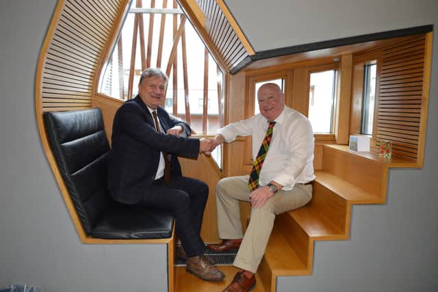 David Torrance, Kirkcaldt MSP, left, with Brian McCormack of McCormack Innovation at the Scottish Parliament.