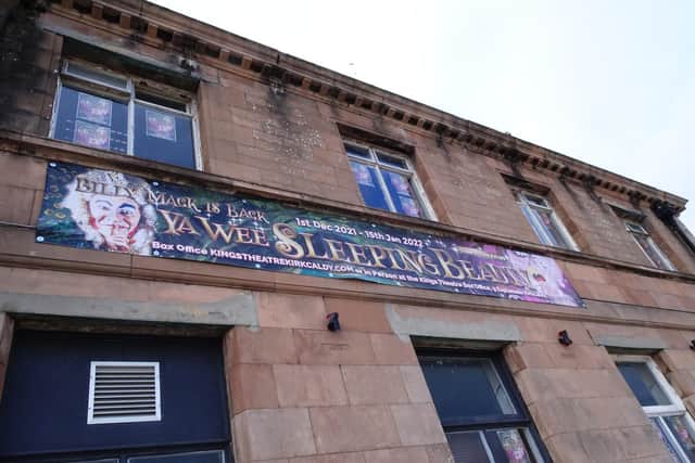 New banners promoting the panto at the Kings Live Lounge in Kirkcaldy