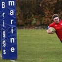 Seb Evans scores the second try for Kirkcaldy against Boroughmuir (Pics Michael Booth)