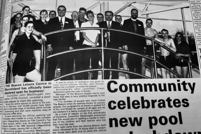 How the Fife Free Press covered the opening of the Beacon Leisure Centre in 1997.