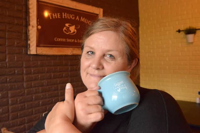 Laura Davidson at her new coffee shop and eatery - Hug A Mug Coffee  (Pic: George McLuskie)