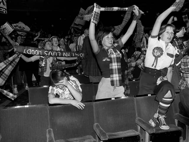 Bay City Rollers fans go wild as the band take to the stage at the Odeon in Edinburgh in 1976
