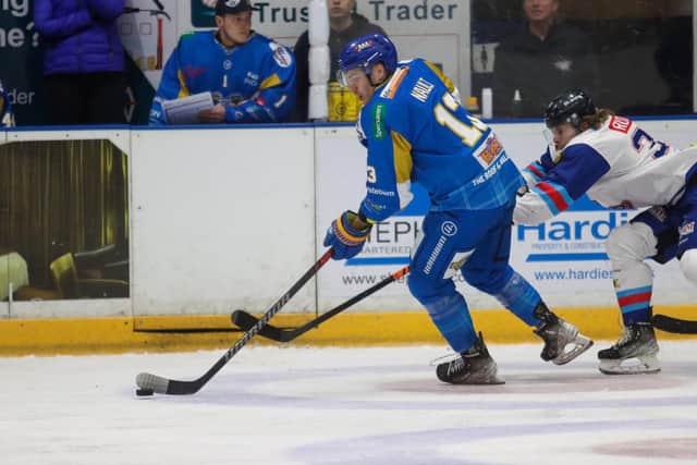 Kamerin Nault in action for Fife Flyers where his debut was left in limbo after paperwork issues forced him to return to Toronto (Pic: Derek Young)