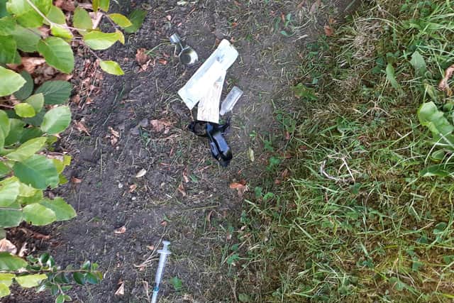 Hayfield Community Centre: A spoon, syringe, and tourniquet found at the centre used to take drugs.