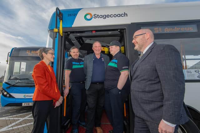 The new bus advertising scheme is launched to highlight the carbon savings (Pic: Submitted)