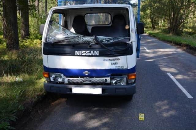 The van's windscreen was smashed in the incident.