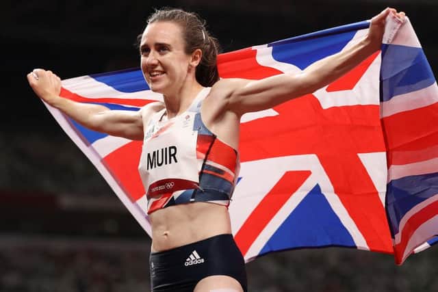 Milnathort's Laura Muir celebrates after winning the silver medal in the women's 1,500m final on day 14 of the Tokyo 2020 Olympic Gamestoday, August 6 (Photo by David Ramos/Getty Images)