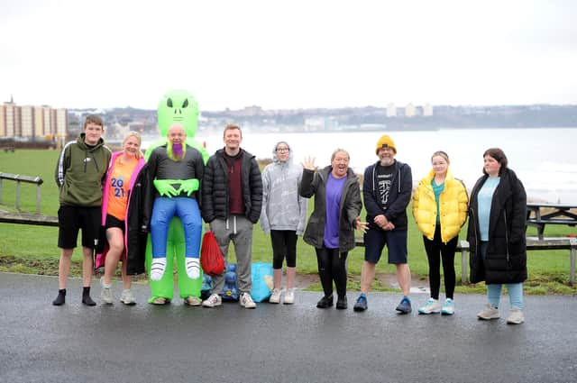 Staff and volunteers for Nourish took part in a fundraising loony dook for the charity on Sunday, January 1.  Pic: Walter Neilson.