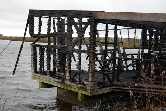 The Mill Hide at Loch Leven National Nature Reserve which was destroyed by fire last year.