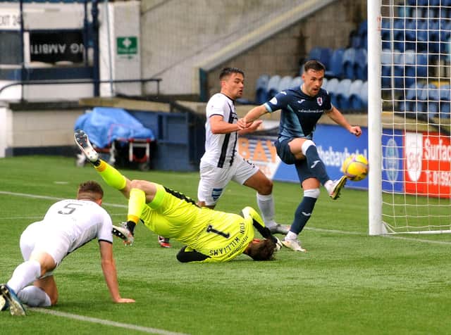 Lewis Vaughan scores Raith first goal (Pic: Fife Photo Agency)