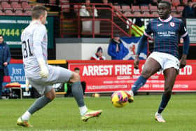William Akio on the attack for Raith Rovers at Partick Thistle on Saturday (Pic: Eddie Doig)