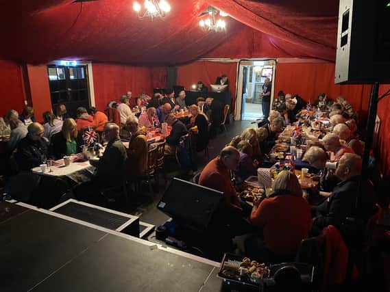 A total of 65 people came together in the Kings Live Lounge on Saturday to enjoy an afternoon tea and watch the coronation.