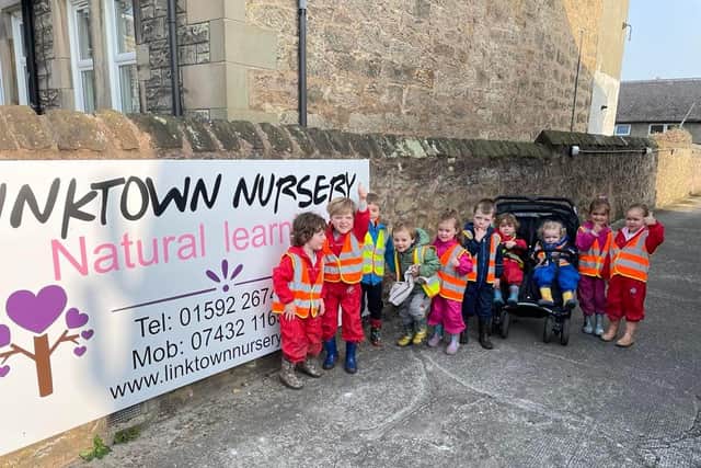 Youngsters pictured outside the new home of Linktown Nursery in Balfour Street, Kirkcaldy.