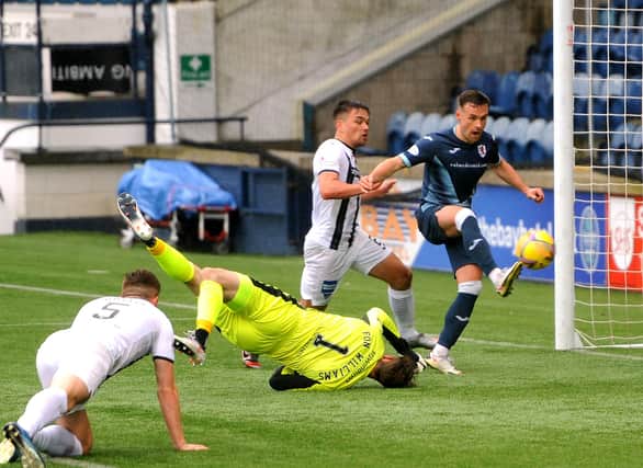 Lewis Vaughan opens the scoring against Dunfermline (Pic: Fife Photo Agency)