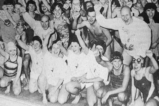 Olympic gold medal swimmer Duncan Goodhew joined 200 participants of the BT 1992 Swimathon at Kirkcaldy pool. 
Over £7000 was raised for charities on the day.