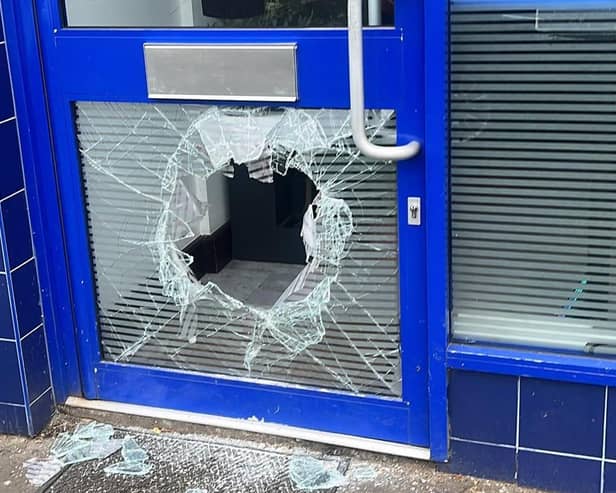 The damage done to the door in the break-in (Pic: Delizioso)