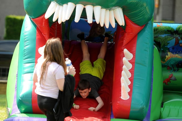 Lots of fun on the inflatables at the fayre