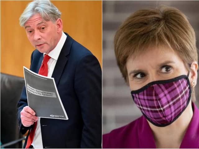 The First Minister denied that the travel ban was a 'red herring' as claimed by Richard Leonard.