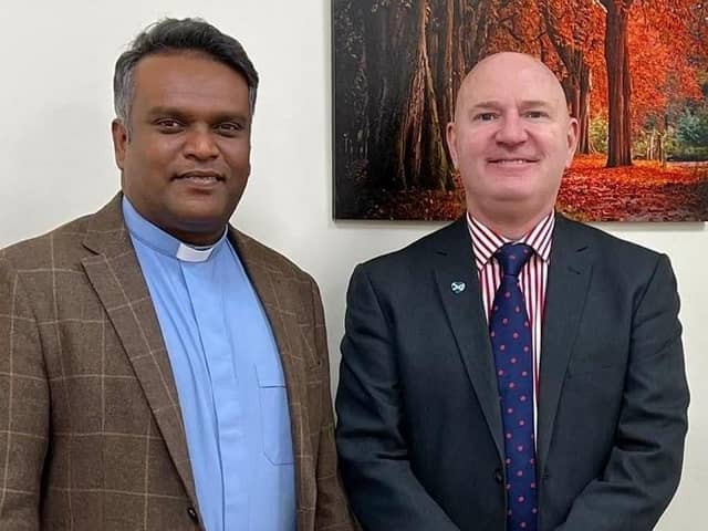 Rev Josh Milton with Neale Hanvey MP