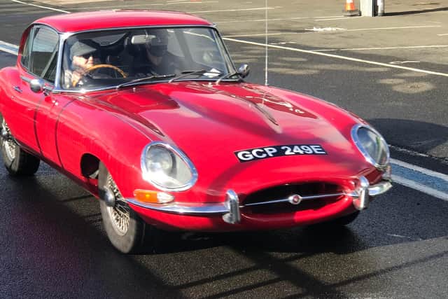 Kathleen Clark at the wheel of the Jaguar E-Type. Picture: Knockhill Racing Circuit