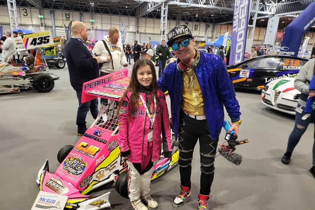 Katie-Lee Smart with You Tube star Mr Wig at a motorshow (Submitted pics)
