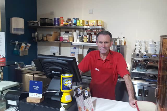 Mike Lowe, co-owner of Cupcake Coffee Box in Kirkcady High Street.