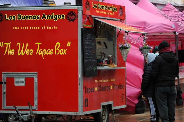 Customers lining up to try the Spanish cuisine at The Wee Tapas Box. Pic: Fife Photo Agency.