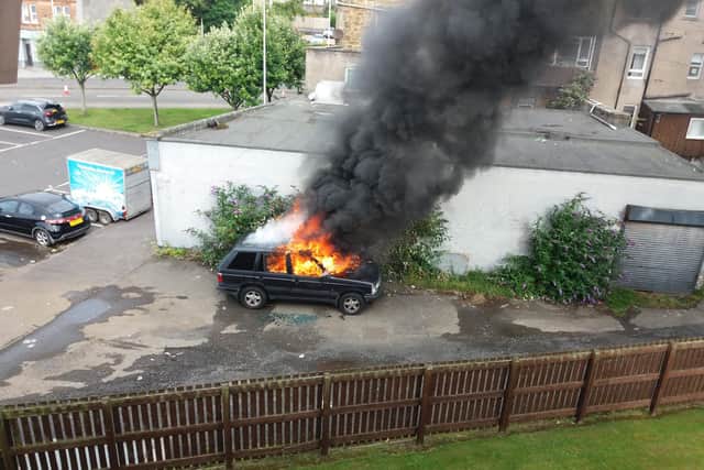 The car caught fire shortly before 9am.