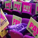 Placards at a rally staged recently at Rothes Halls, Glenrothes (Pic: Fife Free Press)