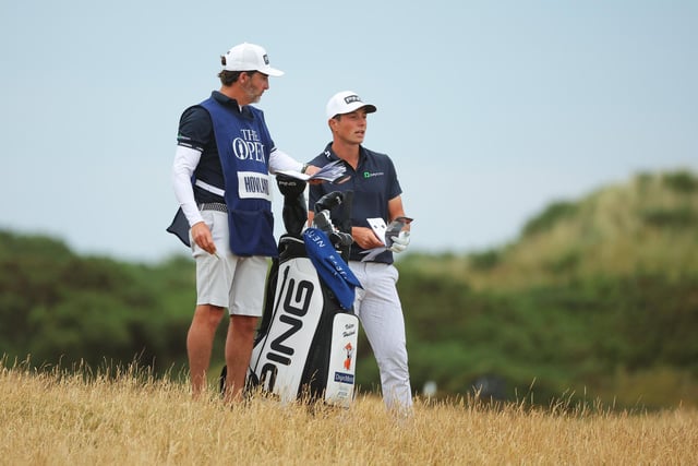 Viktor Hovland of Norway and caddie look on on the 15th hole during Day Three of The 150th Open at St Andrews Old Course on July 16, 2022 in St Andrews, Scotland. (Photo by Kevin C. Cox/Getty Images)