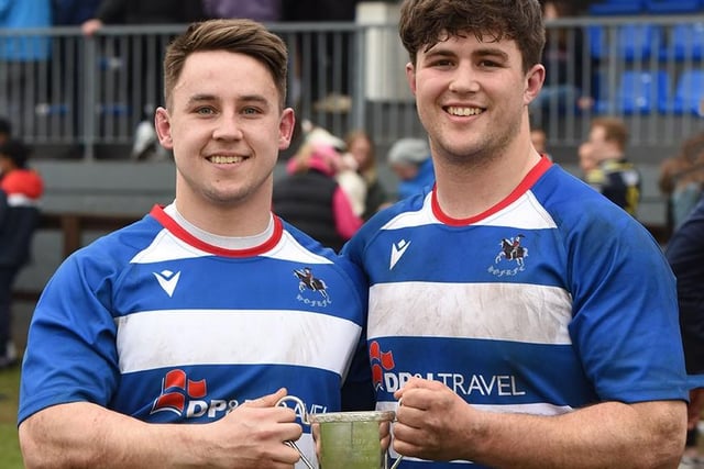 The hosts' Andy Harley and, right, Fraser Allan at Saturday's Howe of Fife Sevens (Pic: Chris Reekie)